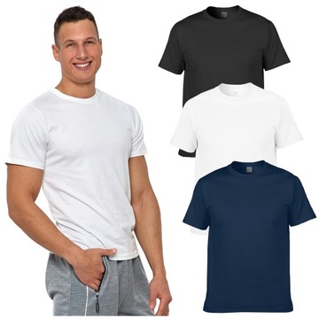 3x KOSZULKA MĘSKA T-shirt Bawełniane BASIC Gładkie MORAJ r. M