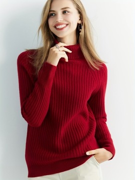 Sweter ze 100% wełny merynosów, swobodny sweter