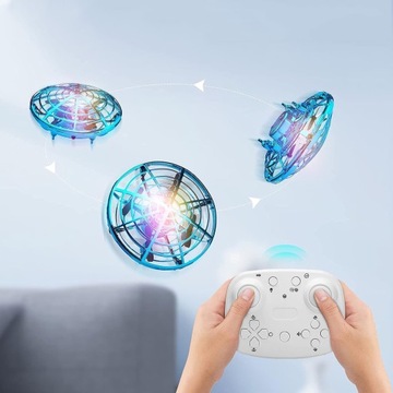 ВОЛШЕБНЫЙ ЛЕТАЮЩИЙ НЛО ДРОН СВЕТОДИОДНЫЙ ШАР С РУЧНЫМ И ДИСТАНЦИОННЫМ УПРАВЛЕНИЕМ 2 В 1 СИНИЙ