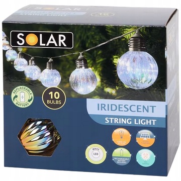 Łańcuch świetlny solarny ogrodowy 10 diod LED 2 m
