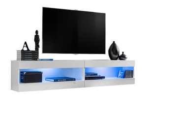 RTV Wisząca Biały Połysk LED 200cm do salonu