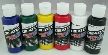 Farby aerograf createx mocno kryjące zestaw 6x60ml