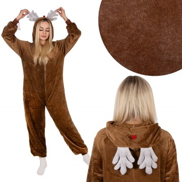 RENIFER PIŻAMA KIGURUMI S KOMBINEZON DRES PRZEBRANIE ONESIE JEDNOCZĘŚCIOWA