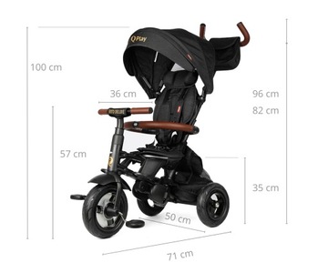 Трехколесный велосипед детский 10м + коляска Rito Deluxe Rubber Qplay