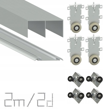System przesuwny szafa 2m / 2 Drzwi - SREBRNY
