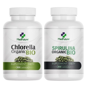 CHLORELLA + SPIRULINA ORGANIC zestaw 600 tabletek Mikroalgi na oczyszczenie