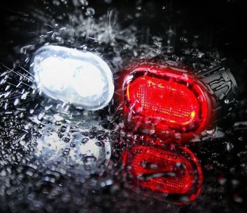 LAMPKA ROWEROWA ŚWIATŁO PRZÓD TYŁ NA KIEROWNICĘ LED WODOODPORNA AKUMULATOR