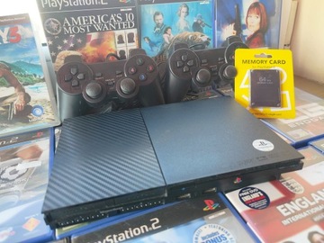 Ps2 SLIM NAJNOWSZY MODEL+ 2 PADY + GRY-KARTA NOWY LASER