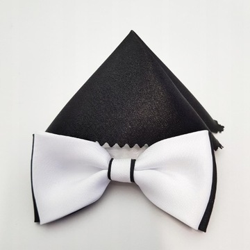 ГАЛСТУК-БАБОЧКА ПРИЧИНЕНИЯ, БЕЛЫЙ И ЧЕРНЫЙ ГАЛСТУК-БАБОЧКА С КАРМАНОМ В КЛЕТКУ