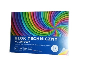 Blok Techniczny kolorowy A3 10 Kartkowy