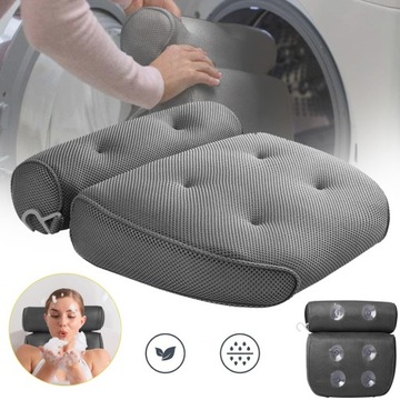 MIĘKKA PODUSZKA DO KĄPIELI ERGONOMICZNA PODUSZKI KĄPIELOWE Z 6 PRZYSSAWKAMI