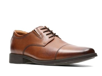 Buty eleganckie Clarks Tilden Cap brąz skóra 41,5