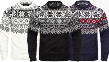 Sweter Męski Norweski Bluza Gruby Klasyczny