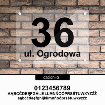 Tablica adresowa adres 3D numer na dom 40x30 przeźroczysta - szkło akrylowe