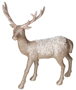 RENIFER Z BROKATEM FIGURKA OZDOBA STROIK XXL