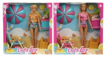 LALKA DEFA LUCY NA PLAŻY PARASOL LEŻAK WAKACYJNA