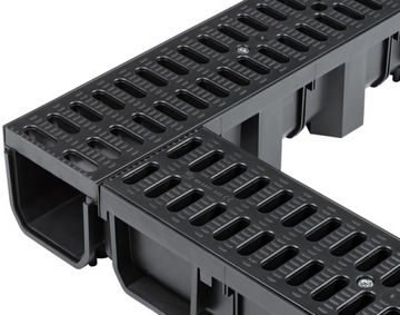 Комплект линейного водоотвода, канал 5м, Пластик, пластик H55 + аксессуары