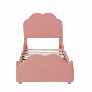 Мягкая детская кровать с перекладиной высотой 90 х 200 см, розовая.