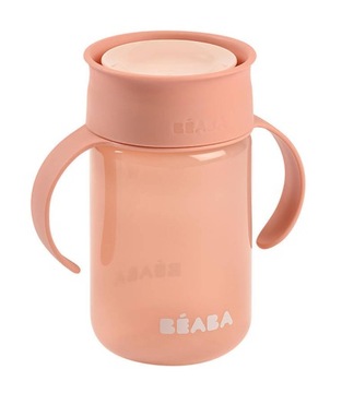 Kubek dla dzieci treningowy 360°, z uchwytami 340 ml pink 12 m+, Beaba