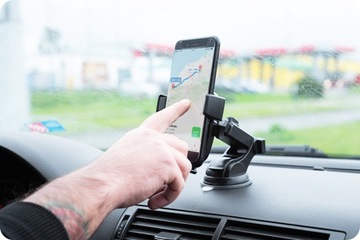 MOCNY SAMOCHODOWY UCHWYT ZACISKOWY NA TELEFON 360°