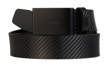 HUGO BOSS markowy męski pasek skórzany CARBON BLACK NEW