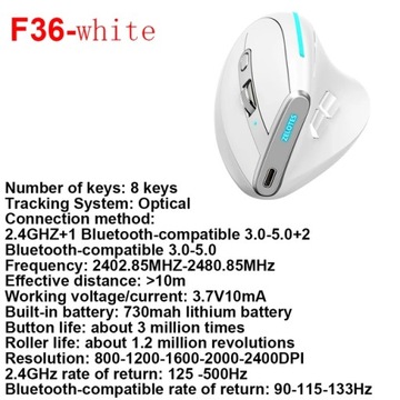 Мышь ZELOTES F-26C вертикальная стационарная эргономичная 3200DPI 2.4G