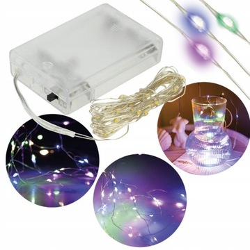 LAMPKI DRUCIKI ŚWIATEŁKA DEKORACYJNE KOLOROWE dekoracja ŚWIĄTECZNE LED