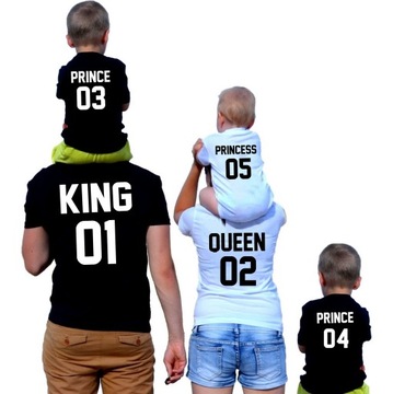 5 KOSZULEK RODZINNYCH KING QUEEN PRINCE PRINCESS