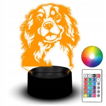 Lampka Nocna LED Statuetka RGB 3D Grawer Pies Piesek Cocker Spaniel Kokiel