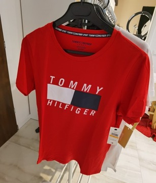 Tommy Hilfiger czerwony t-shirt bawełna Premium S