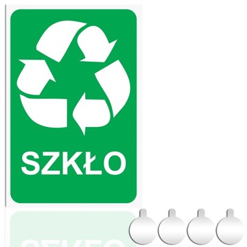 Tabliczka PCV Segregacja ODPADÓW Śmieci SZKŁO 30x20 Druk UV + przylepce