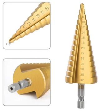 НАБОР СВЕРЛ С ШЕСТИГРАННЫМ КОНУСОМ HSS 4–32 мм
