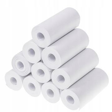 10 x SAMOPRZYLEPNE BIAŁE ETYKIETY DO MINI DRUKARKI DRUKUŚ PAPIER TERMICZNY