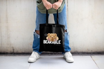 Сумка-шоппер ЭКО Черная BUTTERFLY PINKS Узоры