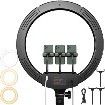 Кольцевой светодиодный кольцевой светильник для селфи, макияжа, фотографий, 3 держателя для телефона