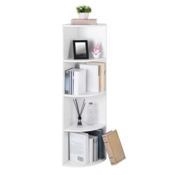 Стелаж Кутовий Настінний для книжок прикраси 30 x 129 x 30 см білий Полиця modern