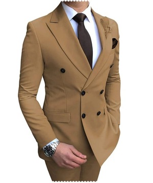2023 New Beige Men's Suit 2 Pieces Double-Breasted