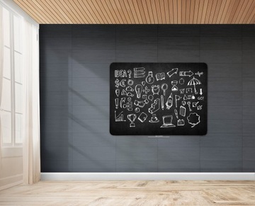 Доска меловая безрамная черная магнитная 120х90 см + бесплатные магниты