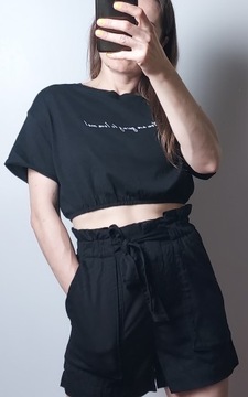 Pink woman_nowy czarny crop top_S