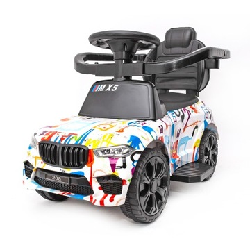 Jeździk sportowy MX5 z rączką do pchania dźwięki LEDy LAKIER CAMO GRAFFITI