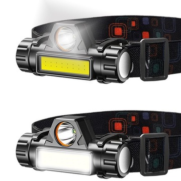Latarka Czołowa Mocna COB LED Czołówka 4w1 na USB