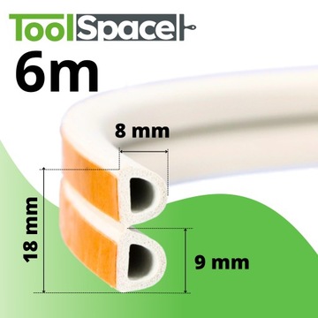 Uszczelka samoprzylepna do okien TYP D 6 mb BIAŁY