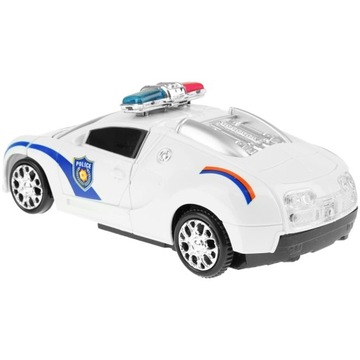 AUTO-ROBOT POJAZD NA BATERIE SAMOCHÓD POLICJA TRANSFORMERS ŚWIECĄ ŚWIATŁA