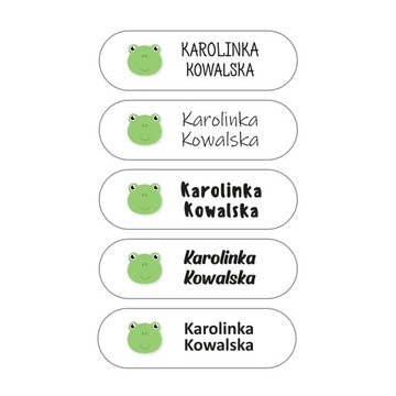 Naklejki imiennie imię nazwisko 80 sztuk ŻABA