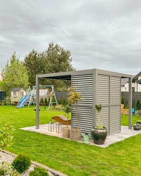 Пергола-терраса ALU серая с открывающейся крышей 3х4м PRO