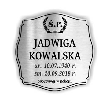 Tablica nagrobna tabliczka na grób 20x20 cm+ TAŚMA