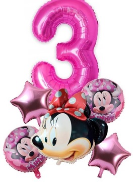 BALON CYFRA 3 TRZY LATA MYSZKA MINNIE MINI NA TRZECIE URODZINY