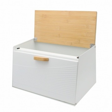 CHLEBAK POJEMNIK NA PIECZYWO Z DREWNIANĄ POKRYWKĄ METAL + DREWNO BAMBUSOWE