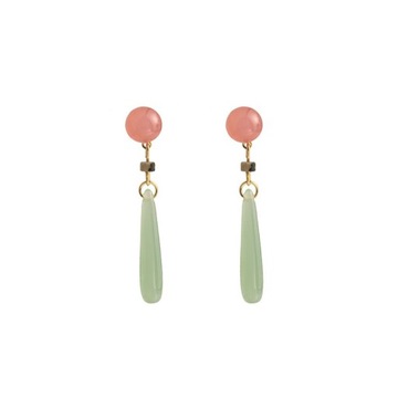 Damska kropla wody imitowana chalcedon Jade koralik wisiorek kolczyki