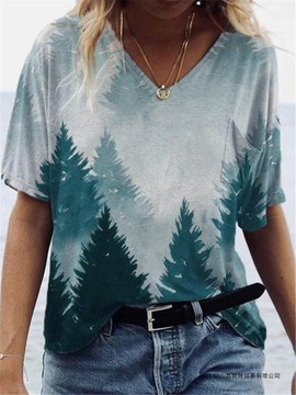T-shirt z krótkim rękawem kobiety malarstwo pejzaż